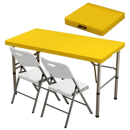 JSFYJZYZ 122cm Tragbarer Klappbarer Esstisch, Esstisch Klappbar Platzsparend, Faltbar Auf 5cm, Tragbar und Robust für Kleine Räume/Camping(Yellow) von JSFYJZYZ