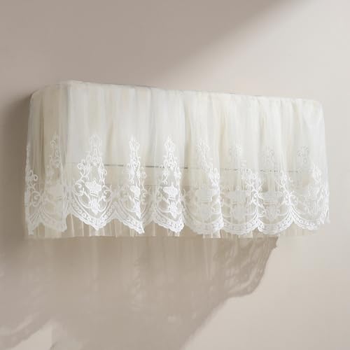 JSFYJZYZ Elegantes, Dekoratives Windabweiser Klimaanlage für Fenster mit Spitzenbesatz Anti-Direktblasen, Staubdichtes Design(Beige,92x50cm/36x19in) von JSFYJZYZ