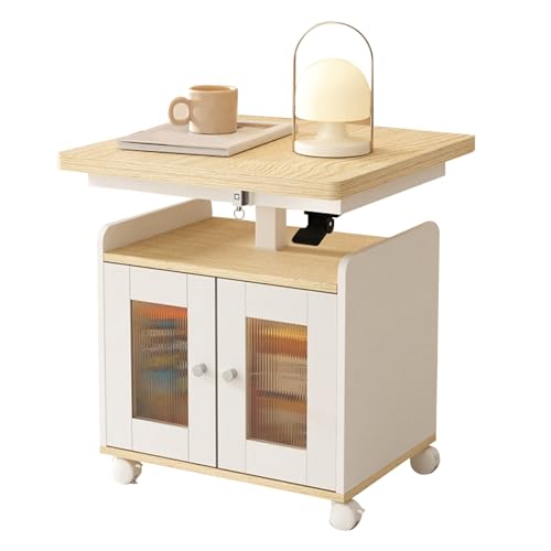 JSFYJZYZ Klappbarer Esstisch, Höhenverstellbar, Kompakter Esstisch Klein mit Ablagefläche, Rollen und Sicherheitsverriegelung von JSFYJZYZ