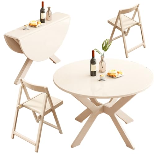 JSFYJZYZ Klappbarer Esstisch Set für Kleine Räume, Ausziehbarer Runder Küchentisch Klappbar mit 2 Stühlen, Schreibtisch Klappbar(120x75cm/47x29in) von JSFYJZYZ