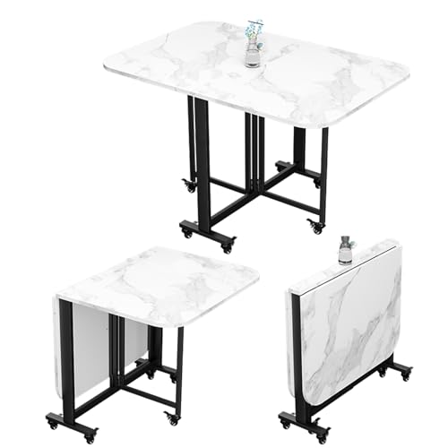 JSFYJZYZ Klappbarer Esstisch mit Rollen, Kompakter Klapptisch mit Rollen, Erweiterbar auf 120cm, Einfache Montage in 3 Schritten(Silver) von JSFYJZYZ