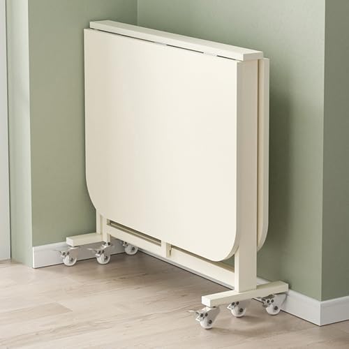 JSFYJZYZ Klappbarer Esstisch mit Rollen, Kompakter Klapptisch mit Rollen, Erweiterbar auf 120cm, Einfache Montage in 3 Schritten(White) von JSFYJZYZ