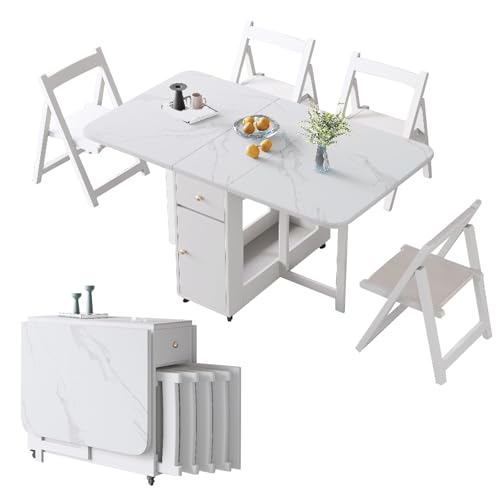 JSFYJZYZ Platzsparender Klappbarer Esstisch mit 4 Stühlen Esstisch Klappbar Platzsparend, Ausziehbar auf 120 cm, Inklusive Rollen JSFYJZYZ Platzsparender Klappbarer Esstisch mit 4 Stühlen Esstisch Klappbar Platzsparend, Ausziehbar auf 120 cm, Inklusive Rollen von JSFYJZYZ
