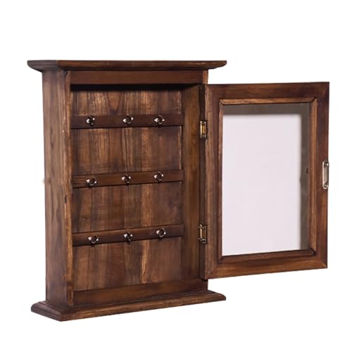 JSFYJZYZ Schlüsselkasten Holz im Vintage-Stil aus Holz mit Glastür, 9 Haken Schlüsselschrank, Wandmontage und Schlüsselbox JSFYJZYZ Schlüsselkasten Holz im Vintage-Stil aus Holz mit Glastür, 9 Haken Schlüsselschrank, Wandmontage und Schlüsselbox von JSFYJZYZ