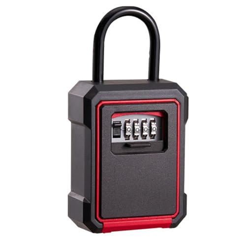 JSFYJZYZ Schlüsselkasten Klein mit 4 Stelligem Passwort und Sicherer Schlüsselschrank mit Einfach zu Installierendem Schlüsselkasten(Red) von JSFYJZYZ