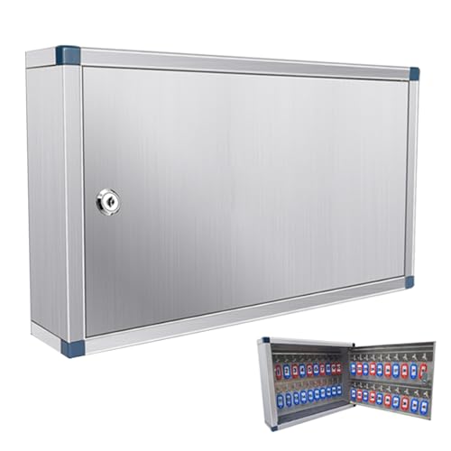 JSFYJZYZ Schlüsselschrank aus Edelstahl mit Schloss, Sichere Aufbewahrung für 20 Bis 78 Schlüssel, Schlüsseltresor für Zuhause und Büro(33x8x17cm/12x3.1x6.6in) von JSFYJZYZ