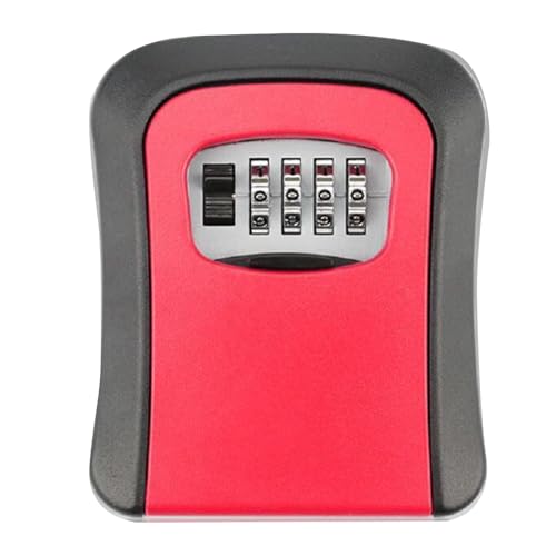 JSFYJZYZ Sicherer Schlüsselkasten mit Zahlenschloss, 4 stelliger Zahlencode, Schlüsselschrank für Ersatzschlüssel, Immobilien, Ferienhäuser(Red) von JSFYJZYZ
