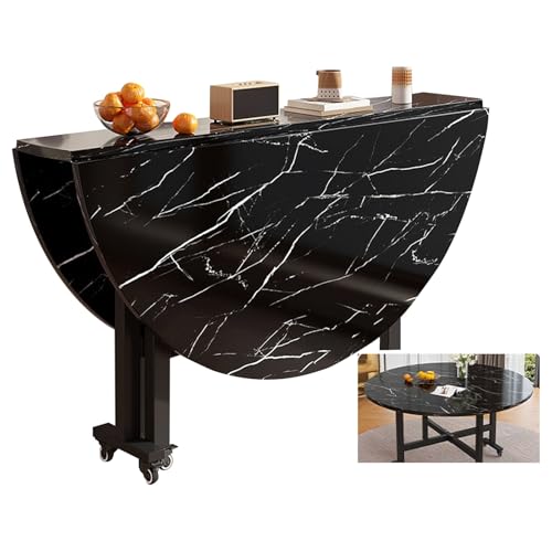 JSFYJZYZ Tragbare Klapptisch, Klapptisch mit Rollen Ausziehbarer Tisch mit Rollen, Kleiner Küchentisch für Kleine Räume(Black,120x75cm/47x29in) von JSFYJZYZ