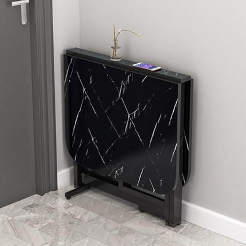 JSFYJZYZ Ultradünner Klapptisch, Klappbarer Esstisch Platzsparend und Ausziehbar für Kleine Wohnungen, Stabilem Metallrahmen(Black) von JSFYJZYZ
