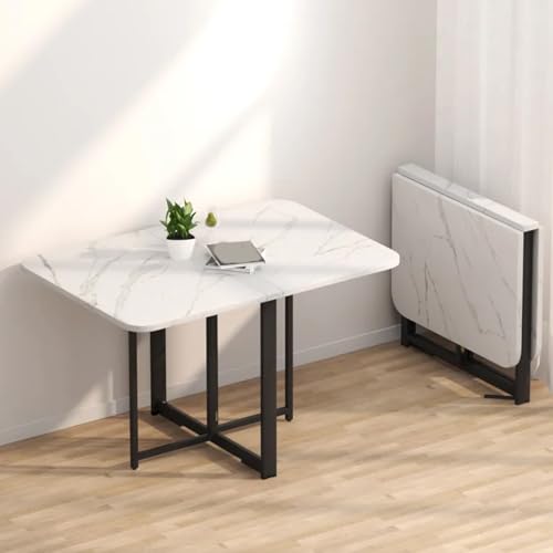 JSFYJZYZ Ultradünner Klapptisch, Klappbarer Esstisch Platzsparend und Ausziehbar für Kleine Wohnungen, Stabilem Metallrahmen(White) von JSFYJZYZ