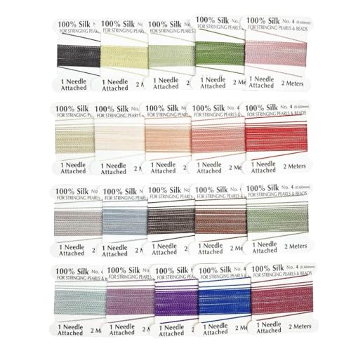 JSGHGDF 20 Stück Seiden-Perlenschnur zum Verknoten von Kristallen, Edelsteinen und Perlen von JSGHGDF