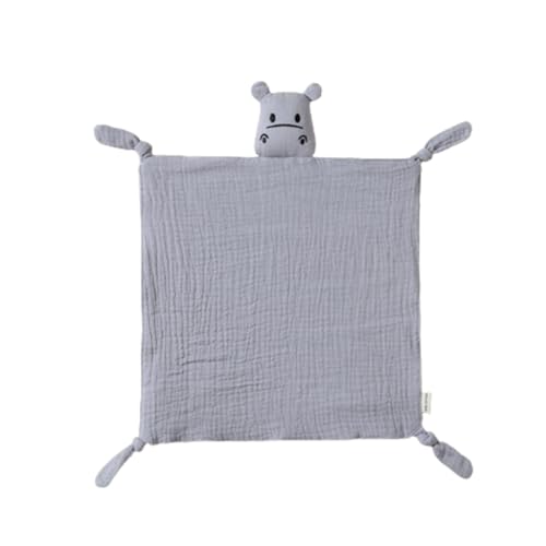 JSGHGDF Niedliches Nilpferd-Kuschel-Spielzeug, beruhigendes Handtuch, weiche Schlafpuppe, Baumwoll-Musselin-Decke, Schlafspielzeug für Kleinkinder von JSGHGDF