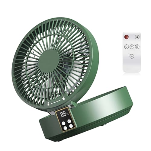 JSGHGDF Schreibtisch-Luftzirkulatoren mit Fernbedienung, LED-Nachtlicht, 3 Geschwindigkeitsmodi, 4000 mAh, wiederaufladbarer Akku, platzsparend, faltbar, Fernbedienung, Schreibtischventilator mit von JSGHGDF