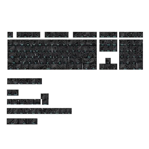 JSGHGDF Seitliche Gravur-Tastenkappen, 136 Tasten, Tastenkappen-Set mit Hintergrundbeleuchtung, Liniengravur für mechanische von JSGHGDF
