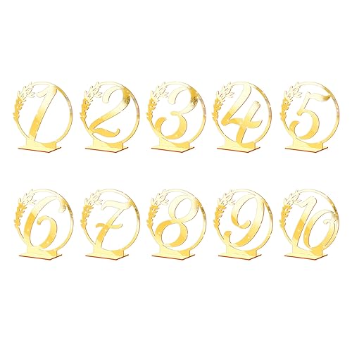 JSGHGDF Tischnummern 1–20 Dekoration Goldene Tischnummern Schilder Ständerhalter Geburtstag von JSGHGDF