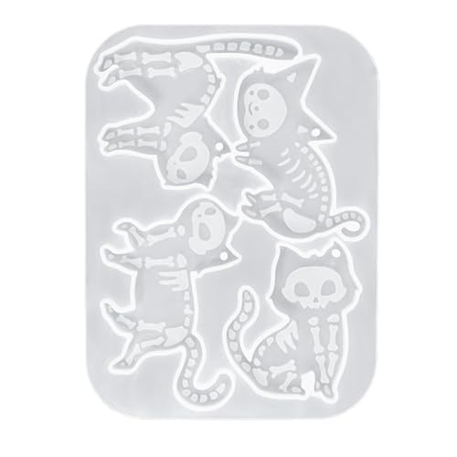 Silikon-Gießform mit niedlichem Katzenschädel, Halloween-Party-Dekoration, flexibel, Backen, sicheres Bastelwerkzeug-Zubehör von JSGHGDF