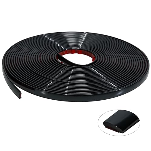 JSIWOTH 16M Selbstklebende Zierleisten & Wandleisten, Schwarz Flexible PVC Abdeckleisten, Kantenschutz für Fenster, Türen, Spiegel, Küchenrückwand & Möbel(B:1 cm, D:0,25 cm) von JSIWOTH