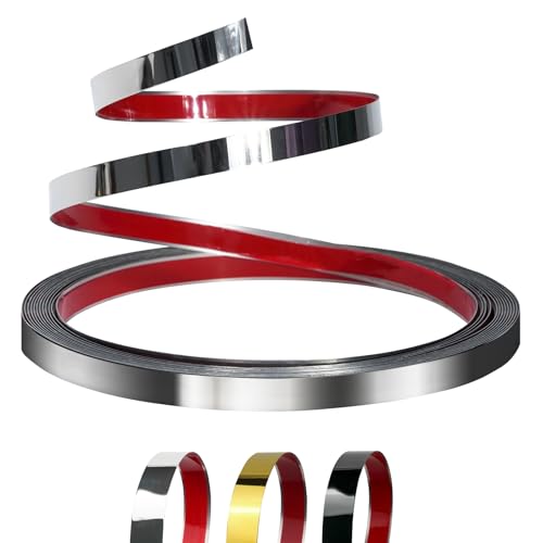 JSIWOTH Selbstklebende Zierleiste Metallleiste - 1cmX5m - Flexible Selbstklebende Kante - Zierstreifen Für Wände, Fenster, Türen, Kanten & Rahmen, Glänzendes Silber JSIWOTH Selbstklebende Zierleiste Metallleiste - 1cmX5m - Flexible Selbstklebende Kante - Zierstreifen Für Wände, Fenster, Türen, Kanten & Rahmen, Glänzendes Silber von JSIWOTH