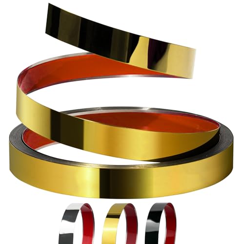 JSIWOTH Selbstklebende Zierleiste Metallleiste - 2cmX5m - Flexible Selbstklebende Kante - Zierstreifen Für Wände, Fenster, Türen, Kanten & Rahmen, Glänzendes Gold von JSIWOTH