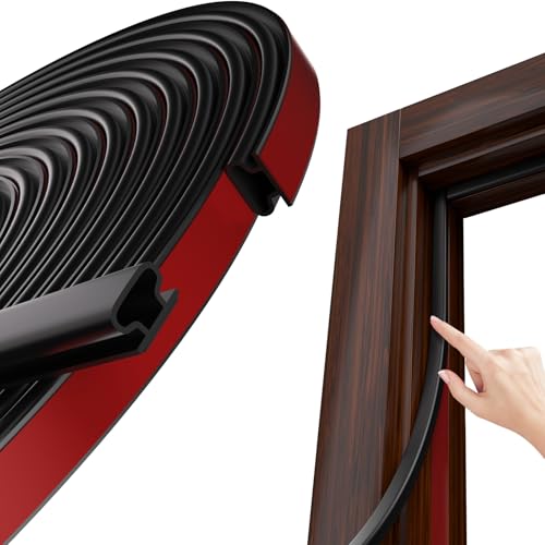 Türdichtung Dichtungsband Selbstklebend, Türdichtungen Gummidichtung Wasserdicht, Haustür Türrahmen Dichtung Flexibel Door Seal Dichtungsstreifen Dichtungsband Dichtungsgummi für Fenster Tür, Schwarz von JSIWOTH