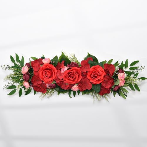 JSJHJZJ Artificial Wedding Arch Flowers, Rose Swag, Romantic Atmosphere Floral Decoration for Family Room Front Door Wedding Arch Garden Party Table Wall Decoration(Red) von JSJHJZJ