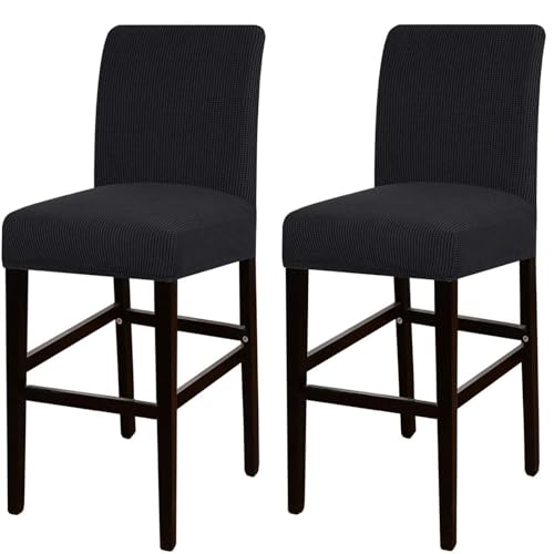 JSJHJZJ Barhocker-Bezüge, 2er-Set, Dehnbare, waschbare Barhocker-Sitzbezüge for Küche, Esszimmer, Café(Black) von JSJHJZJ