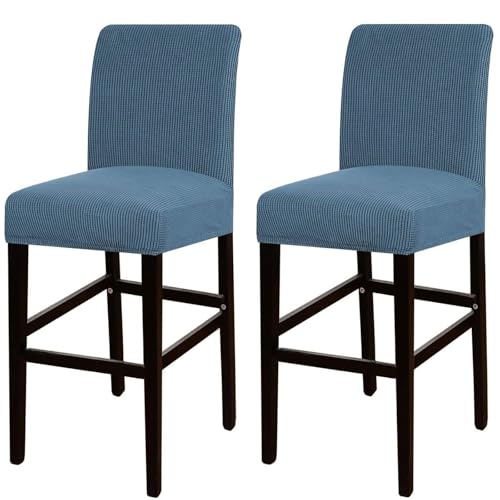JSJHJZJ Barhocker-Bezüge, 2er-Set, Dehnbare, waschbare Barhocker-Sitzbezüge for Küche, Esszimmer, Café(Blue) von JSJHJZJ