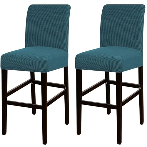 JSJHJZJ Barhocker-Bezüge, 2er-Set, Dehnbare, waschbare Barhocker-Sitzbezüge for Küche, Esszimmer, Café(Dark Blue) von JSJHJZJ