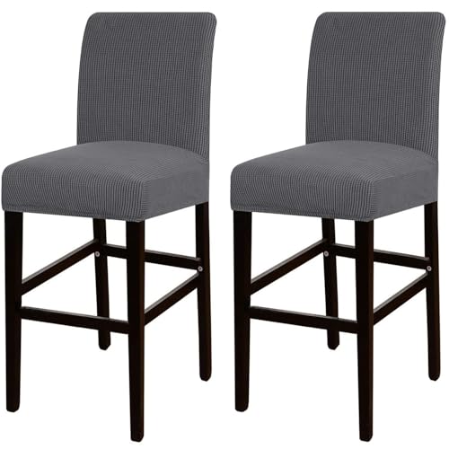 JSJHJZJ Barhocker-Bezüge, 2er-Set, Dehnbare, waschbare Barhocker-Sitzbezüge for Küche, Esszimmer, Café(Gray) von JSJHJZJ