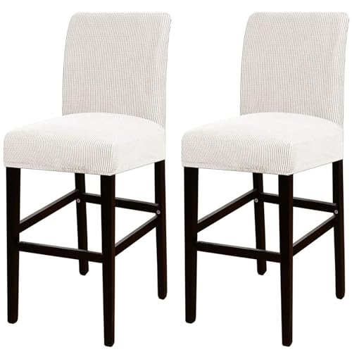 JSJHJZJ Barhocker-Bezüge, 2er-Set, Dehnbare, waschbare Barhocker-Sitzbezüge for Küche, Esszimmer, Café(Ivory White) von JSJHJZJ