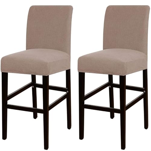 JSJHJZJ Barhocker-Bezüge, 2er-Set, Dehnbare, waschbare Barhocker-Sitzbezüge for Küche, Esszimmer, Café(Khaki) von JSJHJZJ