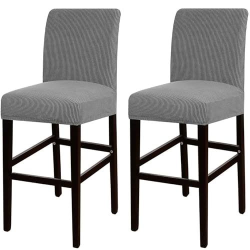 JSJHJZJ Barhocker-Bezüge, 2er-Set, Dehnbare, waschbare Barhocker-Sitzbezüge for Küche, Esszimmer, Café(Light Gray) von JSJHJZJ