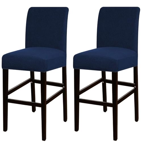 JSJHJZJ Barhocker-Bezüge, 2er-Set, Dehnbare, waschbare Barhocker-Sitzbezüge for Küche, Esszimmer, Café(Navy Blue) von JSJHJZJ