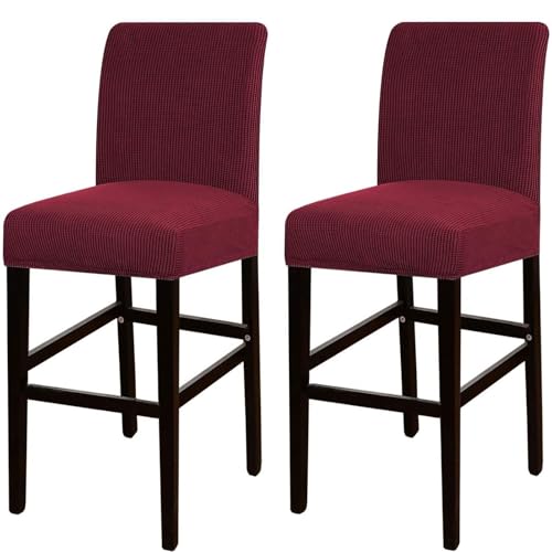 JSJHJZJ Barhocker-Bezüge, 2er-Set, Dehnbare, waschbare Barhocker-Sitzbezüge for Küche, Esszimmer, Café(Red) von JSJHJZJ