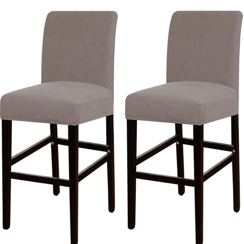 JSJHJZJ Barhocker-Bezüge, 2er-Set, Dehnbare, waschbare Barhocker-Sitzbezüge for Küche, Esszimmer, Café(Taupe) von JSJHJZJ