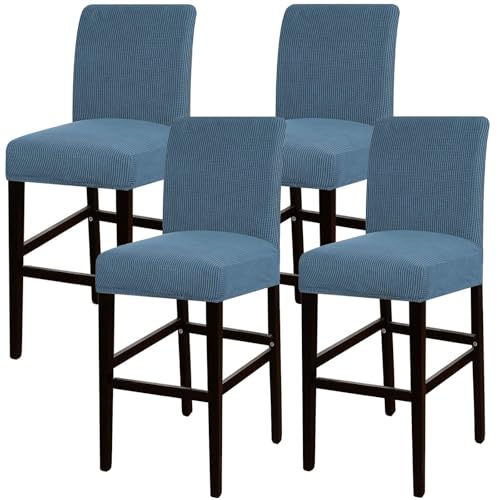 JSJHJZJ Barhocker-Bezüge, 4er-Set, Dehnbare, waschbare Barhocker-Sitzbezüge for Küche, Esszimmer, Café(Blue) von JSJHJZJ