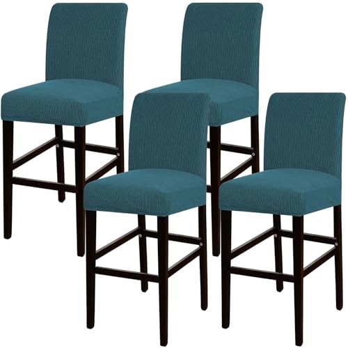 JSJHJZJ Barhocker-Bezüge, 4er-Set, Dehnbare, waschbare Barhocker-Sitzbezüge for Küche, Esszimmer, Café(Dark Blue) von JSJHJZJ