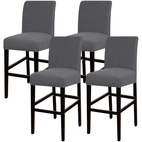 JSJHJZJ Barhocker-Bezüge, 4er-Set, Dehnbare, waschbare Barhocker-Sitzbezüge for Küche, Esszimmer, Café(Gray) von JSJHJZJ