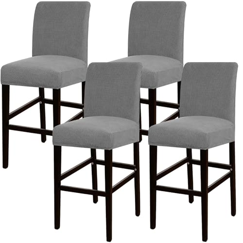JSJHJZJ Barhocker-Bezüge, 4er-Set, Dehnbare, waschbare Barhocker-Sitzbezüge for Küche, Esszimmer, Café(Light Gray) von JSJHJZJ
