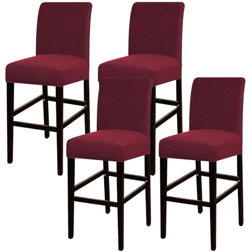 JSJHJZJ Barhocker-Bezüge, 4er-Set, Dehnbare, waschbare Barhocker-Sitzbezüge for Küche, Esszimmer, Café(Red) von JSJHJZJ