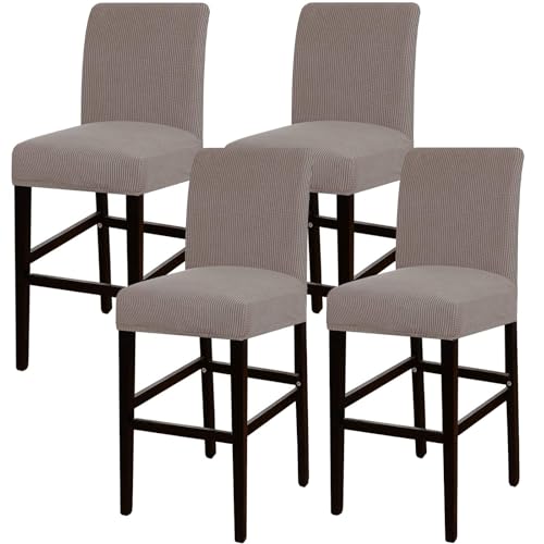 JSJHJZJ Barhocker-Bezüge, 4er-Set, Dehnbare, waschbare Barhocker-Sitzbezüge for Küche, Esszimmer, Café(Taupe) von JSJHJZJ