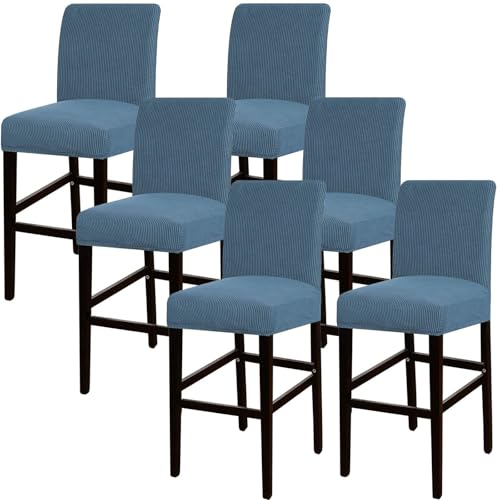 JSJHJZJ Barhocker-Bezüge, 6er-Set, Dehnbare, waschbare Barhocker-Sitzbezüge for Küche, Esszimmer, Café(Blue) von JSJHJZJ