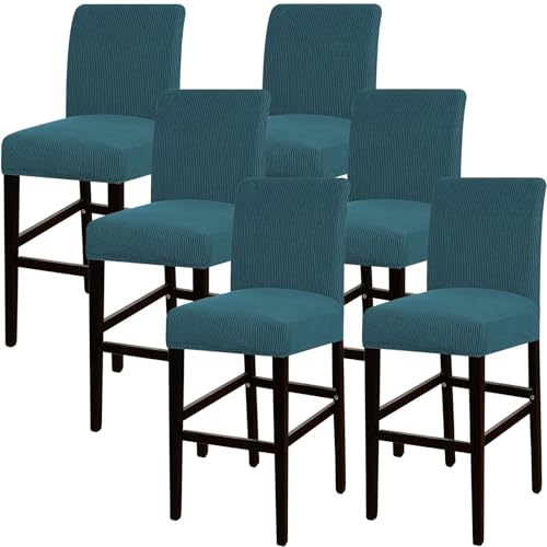 JSJHJZJ Barhocker-Bezüge, 6er-Set, Dehnbare, waschbare Barhocker-Sitzbezüge for Küche, Esszimmer, Café(Dark Blue) von JSJHJZJ