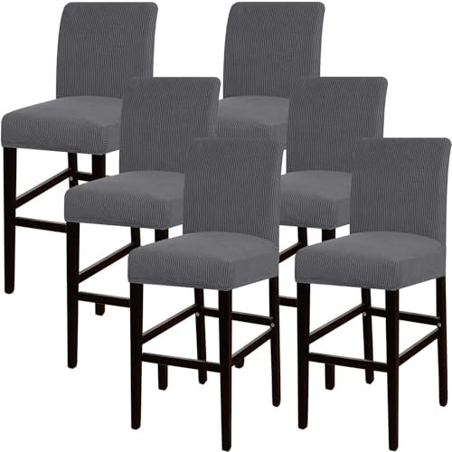 JSJHJZJ Barhocker-Bezüge, 6er-Set, Dehnbare, waschbare Barhocker-Sitzbezüge for Küche, Esszimmer, Café(Gray) von JSJHJZJ