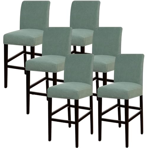 JSJHJZJ Barhocker-Bezüge, 6er-Set, Dehnbare, waschbare Barhocker-Sitzbezüge for Küche, Esszimmer, Café(Green) von JSJHJZJ