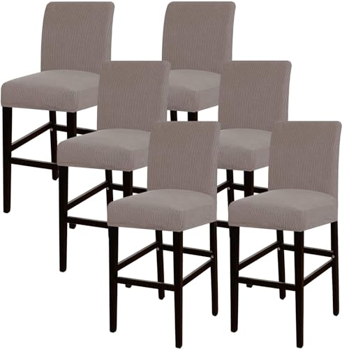JSJHJZJ Barhocker-Bezüge, 6er-Set, Dehnbare, waschbare Barhocker-Sitzbezüge for Küche, Esszimmer, Café(Taupe) von JSJHJZJ