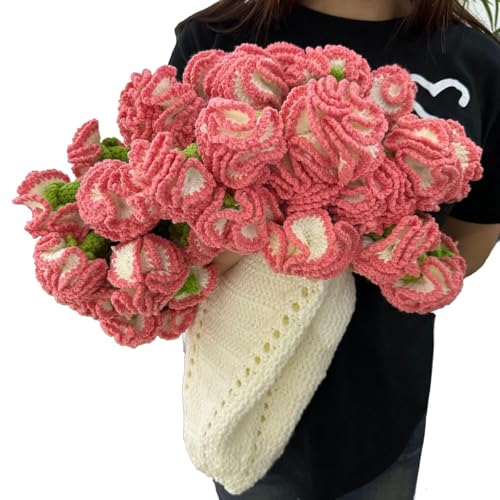 JSJHJZJ Crochet Flower Bouquet Blanket, Carnation Bouquet Blanket Finished Product, Soft and Lightweight Romantic Knitted Blanket for Mother's Day Birthday Home Decor(Pink) von JSJHJZJ