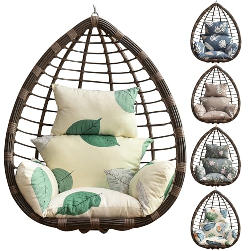 JSJHJZJ Egg Chair Cushion, Printed Hanging Chair Cushion, Removable Egg Swing Chair for Interior Porch Backyard Patio Hammock Swing(Bright Yellow) von JSJHJZJ