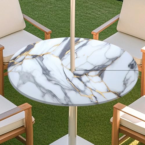 JSJHJZJ Round Outdoor Tablecloth, Elastic Tablecloth with Invisible Zipper, Waterproof Umbrella Tablecloth for Beach Terrace Garden Picnic(D,L) von JSJHJZJ