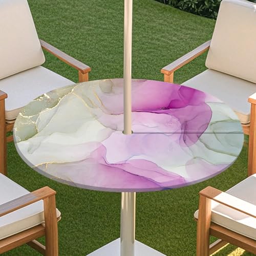 JSJHJZJ Round Outdoor Tablecloth, Elastic Tablecloth with Invisible Zipper, Waterproof Umbrella Tablecloth for Beach Terrace Garden Picnic(I,M) von JSJHJZJ